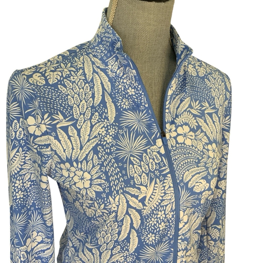 Tommy Bahama Women's Small Everyday Active Blue Tropical Floral Full Zip Jacket - Picture 4 of 13